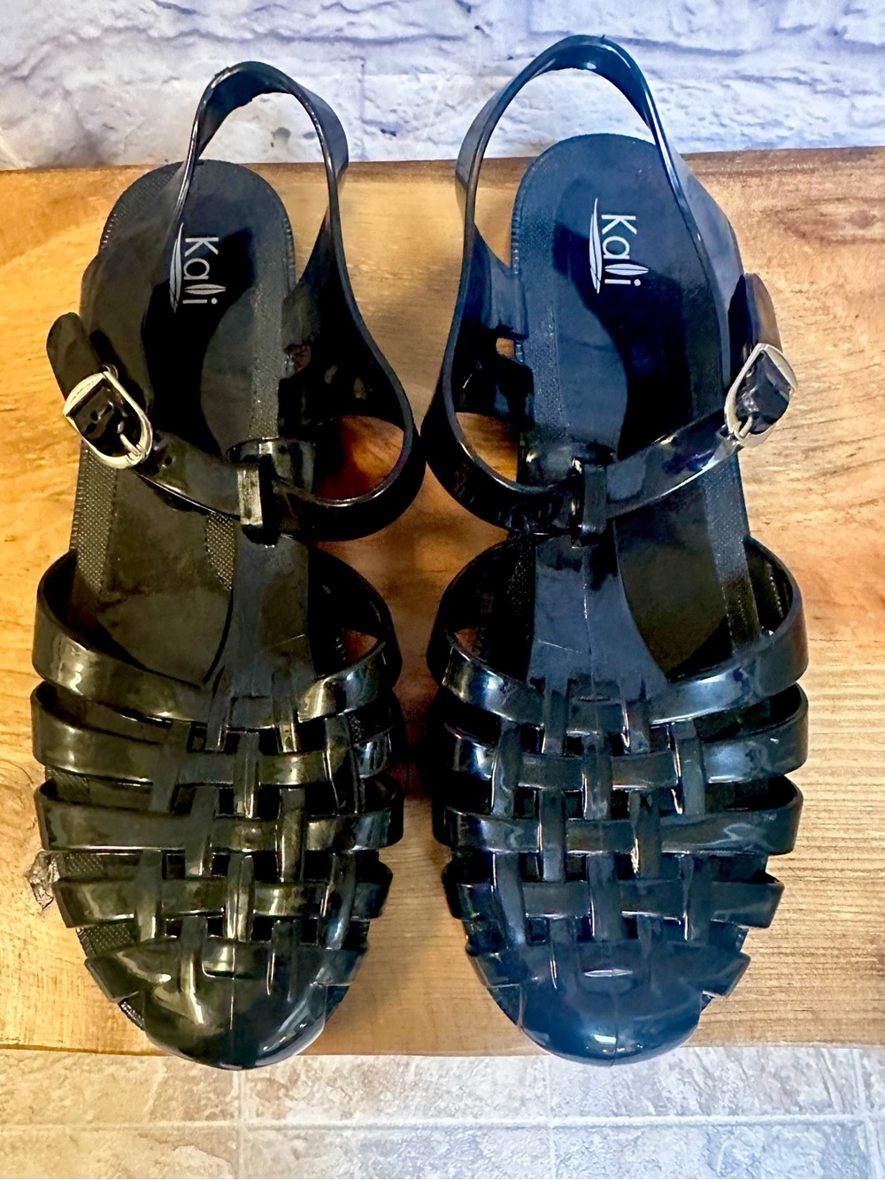 Kali Black Woven Slingback Jelly Sandals